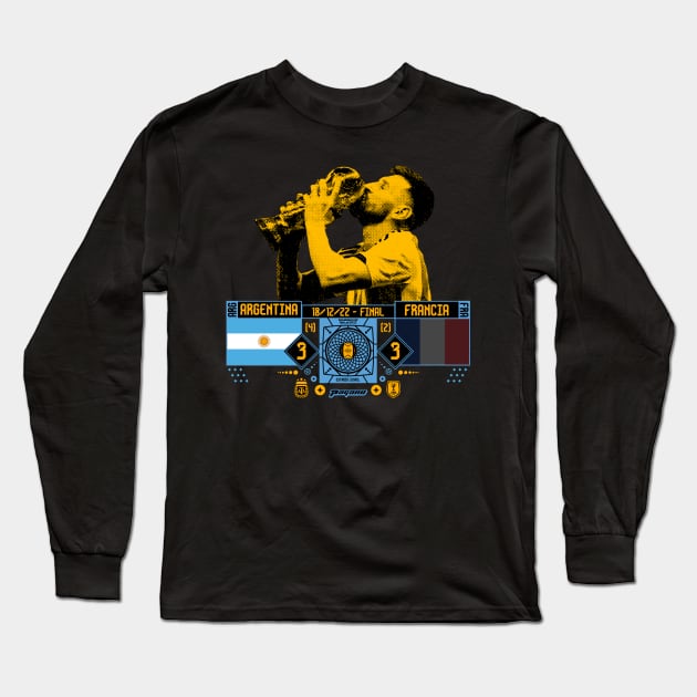 Argentina / Messi - World Champion 2022 Qatar (Gold) Long Sleeve T-Shirt by LANX